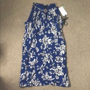 NEW Blue Floral Satin Mini Dress